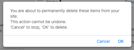 The delete category confirmation modal.